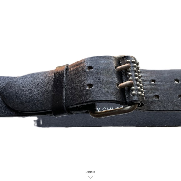 See by Chloe Thick Studded Black Leather Belt 85cm/35in x 2in wide main image 2